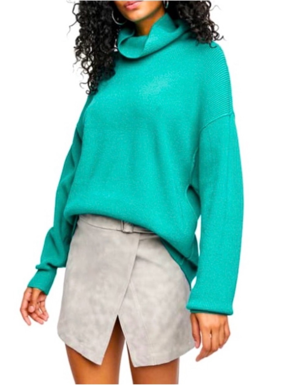 NWT Free People Women’s Oasis Blue Softly Structured Knit Tunic Sweater Size M